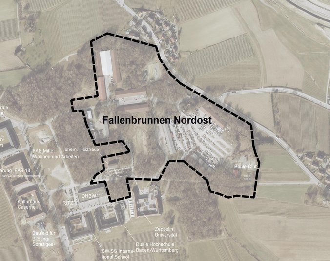 Luftbild Fallenbrunnen Nordost mit Beschriftung